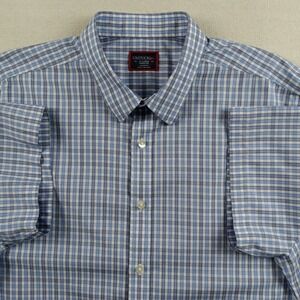UNTUCKit Mens Dante Check Plaid Short Sleeve Button Down Shirt XL Wrinkle Free